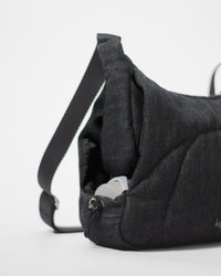 Bottle Bag in Black Denim / Black, bottle compartment