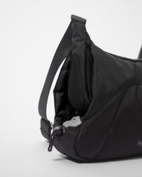 Bottle Bag in Black Crinkle Nylon / Black, bottle compartment