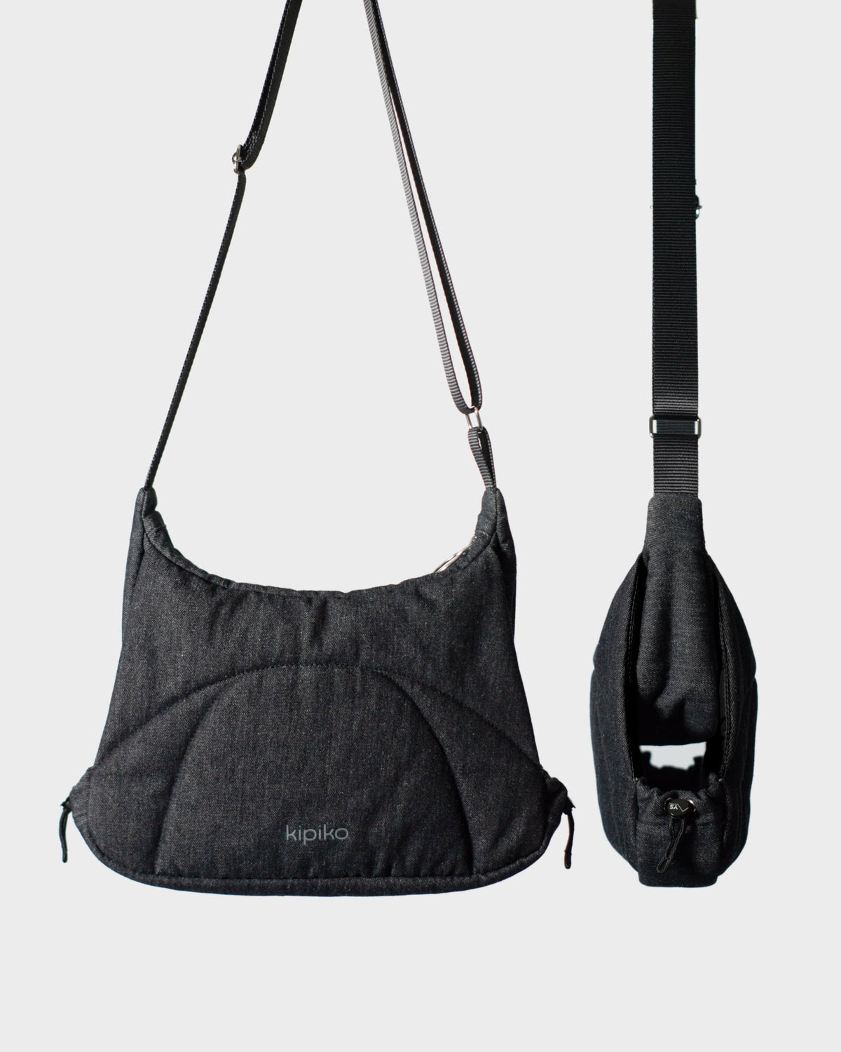 Bottle Bag in Black Denim / Black, front view