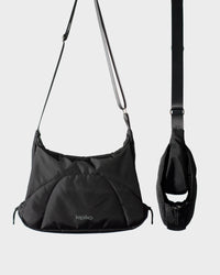 Bottle Bag in Black Crinkle Nylon / Black, front view